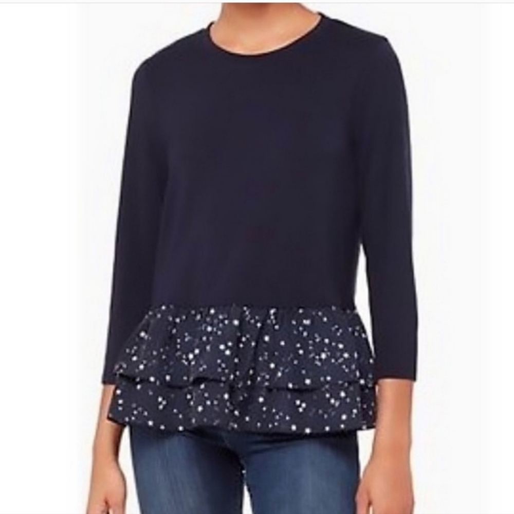 Kate Spade Broome Street Starry Peplum Top